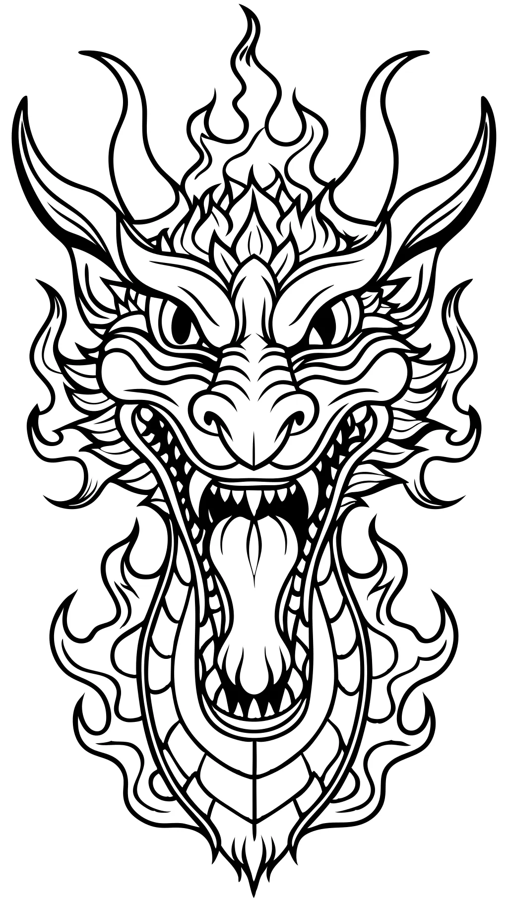 coloriage de tête de dragon